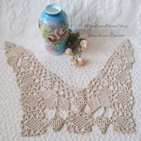 Vintage Irish Crochet Collar Antique Linen Wedding Tea Shabby Chic Romantic Boho Style Free Ship in US WhenRosesBloom