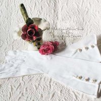 White Gloves Sz 7 1/2 Vintage Wedding Debutante Tea Party Dance Downton J Austen Cosplay Elegant Hollywood Mid Century Style WhenRosesBloom