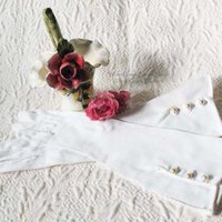 White Gloves Sz 7 1/2 Vintage Wedding Debutante Tea Party Dance Downton J Austen Cosplay Elegant Hollywood Mid Century Style WhenRosesBloom