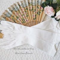 White Gloves Vintage Retro Mid Century Wedding Bride Bridesmaid Classic Matinee Downton Austen Cosplay NOS Free ship US WhenRosesBloom