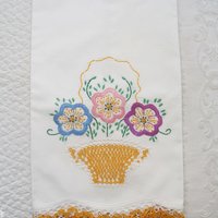 Pillowcase Tatted Lace Edge Flower Basket Heirloom New Old Shabby Chic Farmhouse Cottage Style Free Shipping in US WhenRosesBloom
