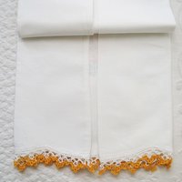 Pillowcase Tatted Lace Edge Flower Basket Heirloom New Old Shabby Chic Farmhouse Cottage Style Free Shipping in US WhenRosesBloom