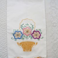 Pillowcase Tatted Lace Edge Flower Basket Heirloom New Old Shabby Chic Farmhouse Cottage Style Free Shipping in US WhenRosesBloom