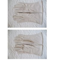 Vintage Gloves Beige  Fabric Sz 6  Matinee Bracelet Length Elegant Classic Mid Century Mod Cocktail Party Style  Free Ship US WhenRosesBloom