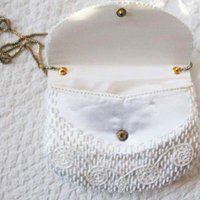 White Beaded Purse Vintage  Mid Century Retro Evening Purse Wedding Classic Dance Cocktail Party 20s Gatsby Cosplay Style NOS WhenRosesBloom