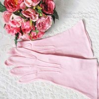 Pink Gloves Sz 6 1/2 Vintage Matinee Wedding Tea Retro Mid Century Bridal Downton Jane Austen Dress Cosplay Free Ship  US When Roses Bloom