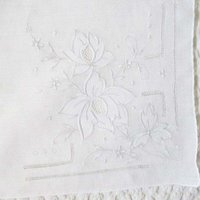 Vintage White Hanky Wedding Keepsake Remembrance Heirloom Embroidery Classic Romantic Handkerchief FREE Ship in US  WhenRosesBloom