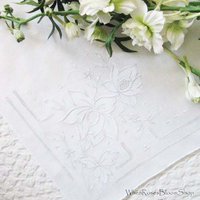 Vintage White Hanky Wedding Keepsake Remembrance Heirloom Embroidery Classic Romantic Handkerchief FREE Ship in US  WhenRosesBloom