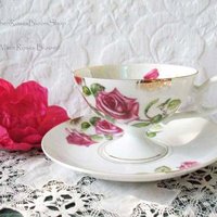 Vintage Teacup Lefton Pink Roses Footed China Retro Tea Dainty Decorative Tea Gift Mid Century Shabby Chic WhenRosesBloom Classic Tea