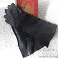 Vintage Blue Gloves Leather Navy Retro Mid Century NOS new old stock Soft Leather Classic Tailored Matinee Free Ship US WhenRosesBloom