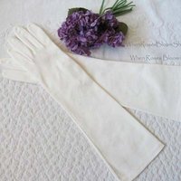 Vintage White Gloves Matinee Vegan Leather Wedding Classic Retro Mid Century Bride Downton Austen Cosplay Free Ship  US When Roses Bloom