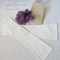 Vintage White Gloves Matinee Vegan Leather Wedding Classic Retro Mid Century Bride Downton Austen Cosplay Free Ship  US When Roses Bloom
