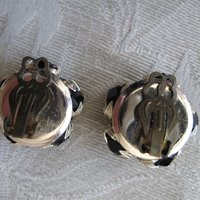 Black Lucite Clip On Earrings Mid Century Retro Vintage Jewelry Plastic Crystal Facet Jewels Hollywood Regency WhenRosesBloom