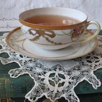 Vintage Tea Cup Nippon China Japan Retro Tea Dainty TeaTime Gift Gold Bow Farmhouse Cottage Shabby Chic Downton Abbey Style WhenRosesBloom
