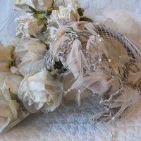 Vintage Bridal Wedding Cocktail Hat Fascinator Toque Eggshell 1950's New Elegant Looking style  Mid Century  Retro Party WhenRosesBloom
