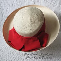 Vintage White Hat Straw Boater Panama Classic Tailored Elegance Tea Party Hat Retro Princess Diana Kate  Eric Javets Lily J  WhenRosesBloom
