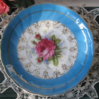 Tea Cup Footed Turquoise Blue with Pink Floral Roses Japan Retro Vintage Tea Time Gift  Romantic Shabby Chic Cottage Tea WhenRosesBloom