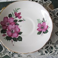 Tea Cup Grosvenor Pink Wild Roses English Bone ChinaTea Gift Vintage Retro Mid Century Shabby Chic Romantic Cottage Style WhenRosesBloom