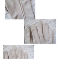 Vintage Gloves Beige  Fabric Sz 6  Matinee Bracelet Length Elegant Classic Mid Century Mod Cocktail Party Style  Free Ship US WhenRosesBloom