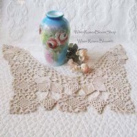 Vintage Irish Crochet Collar Antique Linen Wedding Tea Shabby Chic Romantic Boho Style Free Ship in US WhenRosesBloom