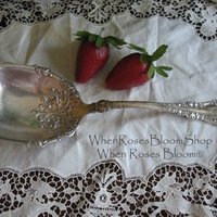 Vintage Silver Berry Salad Spoon Tea Gift Berkshire 1897 Rogers Victoria Downton Shabby Chic Cottage Decor Free Ship in US WhenRosesBloom