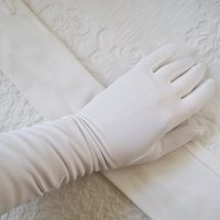 Vintage Gloves White Debutante Long Opera 3 Button Mid Century Wedding Style Downton Titanic Jane Austen Cosplay When Roses Bloom
