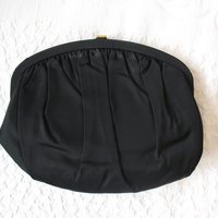 Vintage Black Purse Evening Hand Bag Rhinestones Mid Century Retro Classic Hollywood Glamour for Dance Cocktail Party WhenRosesBloom