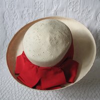 Vintage White Hat Straw Boater Panama Classic Tailored Elegance Tea Party Hat Retro Princess Diana Kate  Eric Javets Lily J  WhenRosesBloom