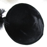Vintage Hat Black Velvet Pill Box Mid Century 1950s Feather Rhinestone  Steampunk Cosplay  Kate Middleton Style WhenRosesBloom