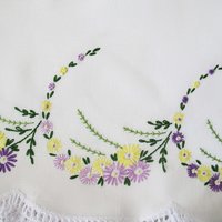 Vintage Pillowcases Pr  Crochet Lace Edges Wildflowers Trousseau NOS Shabby Chic Farmhouse Cottage Style Free Shipping in US WhenRosesBloom