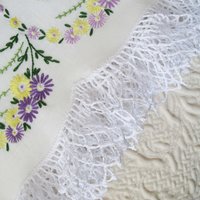 Vintage Pillowcases Pr  Crochet Lace Edges Wildflowers Trousseau NOS Shabby Chic Farmhouse Cottage Style Free Shipping in US WhenRosesBloom