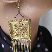 Vintage Gold  Earrings Chandelier Boho Gypsy Hipster Casual Retro Jewelry Casual Wedding Pierced Earrings  FREE SHIP US WhenRosesBloom