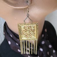 Vintage Gold  Earrings Chandelier Boho Gypsy Hipster Casual Retro Jewelry Casual Wedding Pierced Earrings  FREE SHIP US WhenRosesBloom