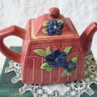 Vintage Tea Pot Majolica Pink & Blue Floral Made in Japan Retro Tea Gift  Farmhouse Cottage Shabby Chic Romantic Classic Tea WhenRosesBloom