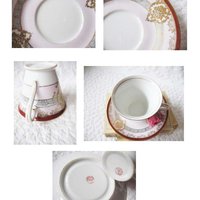 Vintage Tea Cup Red Blue Gold Japan Retro Art Nouveau Art Deco Graphic Edwardian Downton Abbey Style Tea Gift Shabby Chic WhenRosesBloom