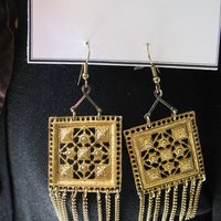 Vintage Gold  Earrings Chandelier Boho Gypsy Hipster Casual Retro Jewelry Casual Wedding Pierced Earrings  FREE SHIP US WhenRosesBloom