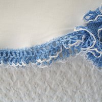 Vintage Pillowcases Crochet Lace Blue Parasol Lady Trousseau Pair NOS Shabby Chic Farmhouse Cottage Style Free Shipping in US WhenRosesBloom