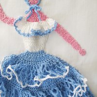 Vintage Pillowcases Crochet Lace Blue Parasol Lady Trousseau Pair NOS Shabby Chic Farmhouse Cottage Style Free Shipping in US WhenRosesBloom