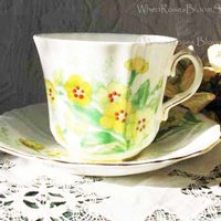 Tea Cup Yellow Floral English Bone China Old Royal Vintage Retro Tea Gift Classic Mid Century Modern Shabby Chic Tea  WhenRosesBloom