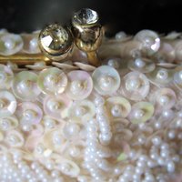 Vintage White Sequin and  Beaded Clutch Purse Evening Bag Art Deco Style Retro Cocktail Party Classic Style Glamour Dance WhenRosesBloom