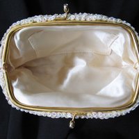 Vintage White Sequin and  Beaded Clutch Purse Evening Bag Art Deco Style Retro Cocktail Party Classic Style Glamour Dance WhenRosesBloom