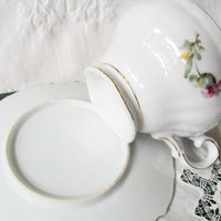 Vintage Floral Tea Cup Pink Roses with Gold Mid Century Tea Time Party Gift Victoria Downton Abbey Cottage Shabby Chic When Roses Bloom