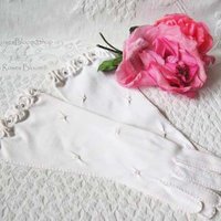 Vintage White Gloves Pearl Rhinestone Retro Mid Century Wedding Bride  Free Ship US Downton Austen Titanic Cosplay    When Roses Bloom
