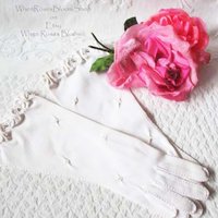 Vintage White Gloves Pearl Rhinestone Retro Mid Century Wedding Bride  Free Ship US Downton Austen Titanic Cosplay    When Roses Bloom
