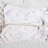 Vintage White Gloves Pearl Rhinestone Retro Mid Century Wedding Bride  Free Ship US Downton Austen Titanic Cosplay    When Roses Bloom