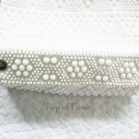 White Beaded Purse Vintage Retro Boho Mod Hippie Style Mod Swinging 60s Style Shoulder Bag for Cosplay NOS new old stock WhenRosesBloom