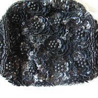 Black Beaded Purse Evening Bag Vintage Retro Cocktail Party Evening Purse Classic Style Glamour Dance Steampunk Cosplay WhenRosesBloom