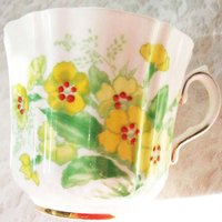 Tea Cup Yellow Floral English Bone China Old Royal Vintage Retro Tea Gift Classic Mid Century Modern Shabby Chic Tea  WhenRosesBloom