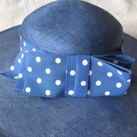 Vintage Blue Straw Hat Classic Romantic Tailored Elegance Lady Diana Retro Artsy Dressy Style for Garden Wedding Tea Party WhenRosesBloom