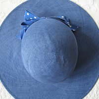 Vintage Blue Straw Hat Classic Romantic Tailored Elegance Lady Diana Retro Artsy Dressy Style for Garden Wedding Tea Party WhenRosesBloom